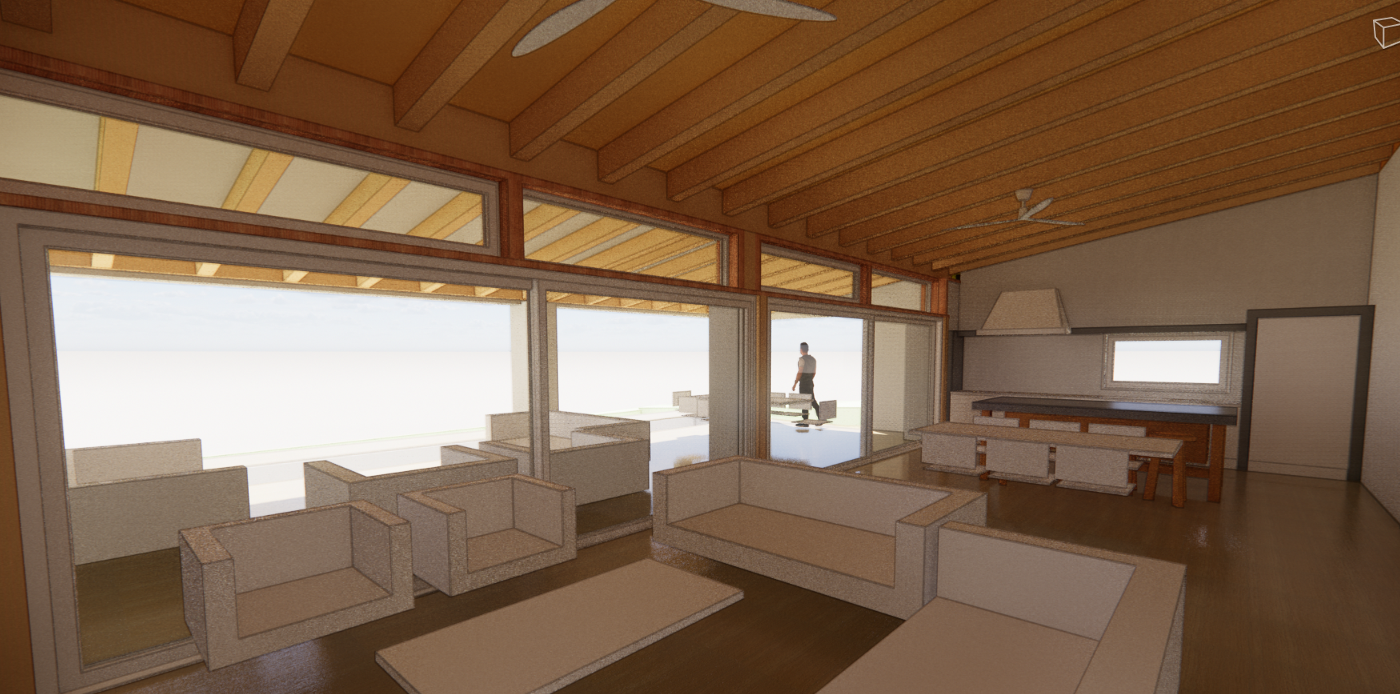 Amplio salón con vistas al mar — Modelaje 3D