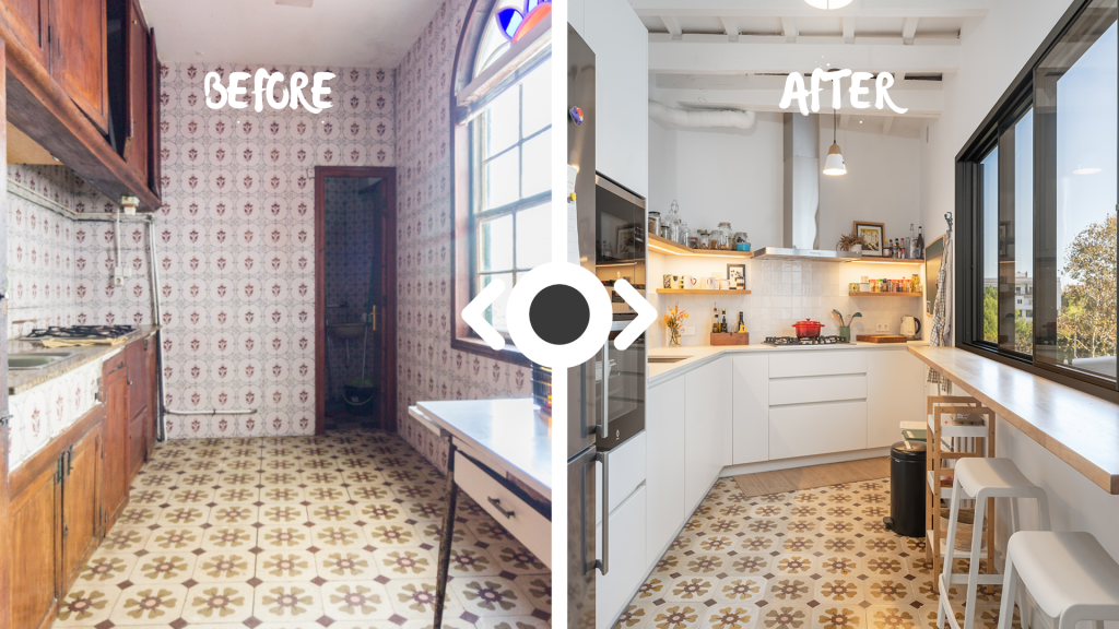 kitchen before and after - house in mahon